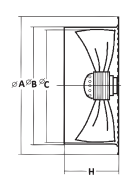 Teknik Çizim - DIŞTAN ROTORLU PENCERE TİPİ AKSİYEL ASPİRATÖRLER