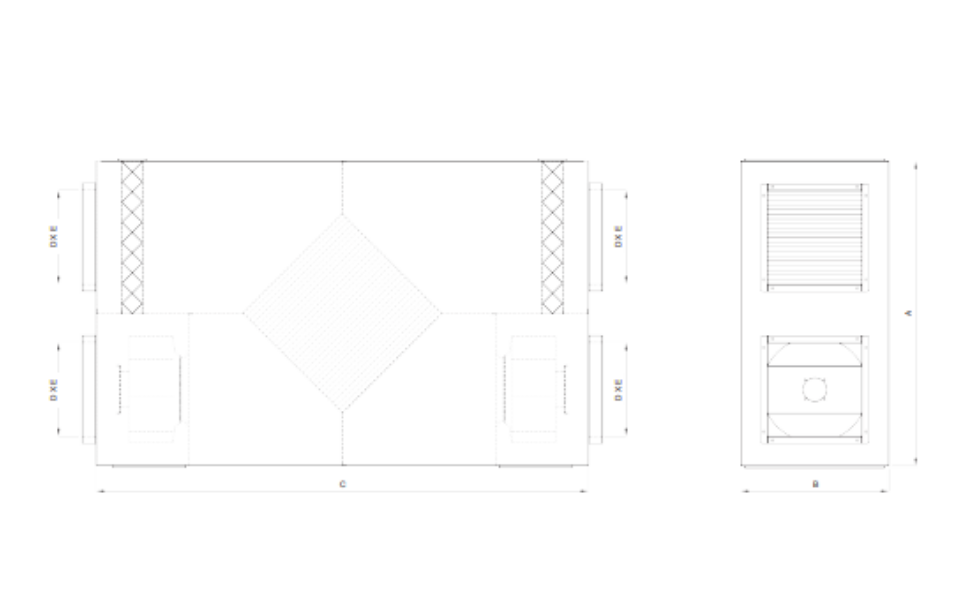 Teknik Çizim - PLUG FANLI ISI GERİ KAZANIM CİHAZI